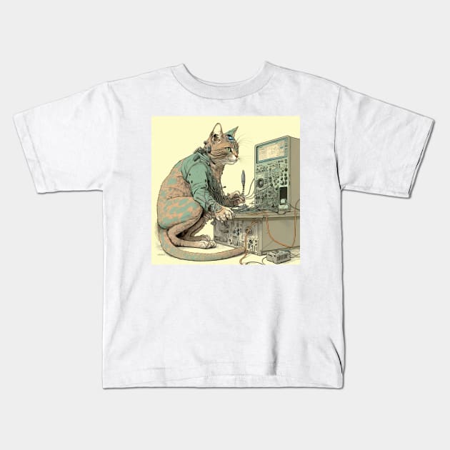 Futuristic Bio Machine Cyborg Future Cat Kids T-Shirt by kiddo200